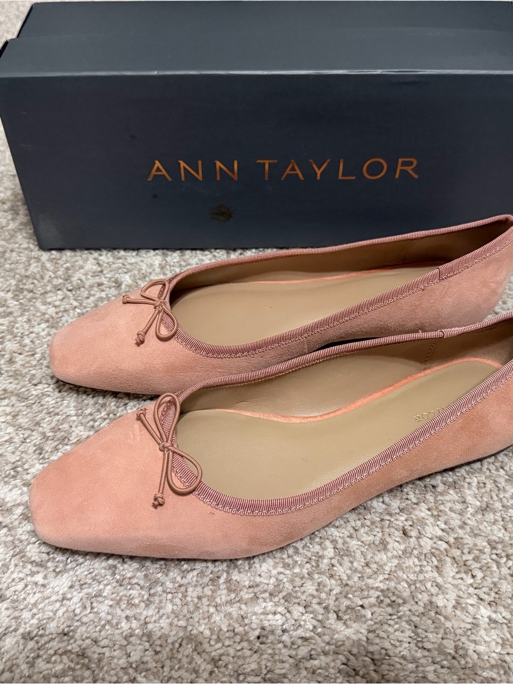 Ann Taylor Gigi Suede Ballet Flat-Missy (Powder Rose Pink) 7.5